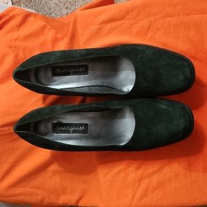 Marquire- green suede shoes; business